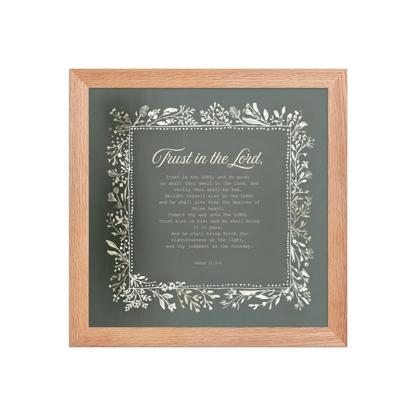 "Commit Your Way" – Psalm 37:3-6 Framed Christian Wall Art    Black / 10″×10″-Black / 12″×12″-Black / 14″×14″-Black / 16″×16″-Black / 18″×18″ 