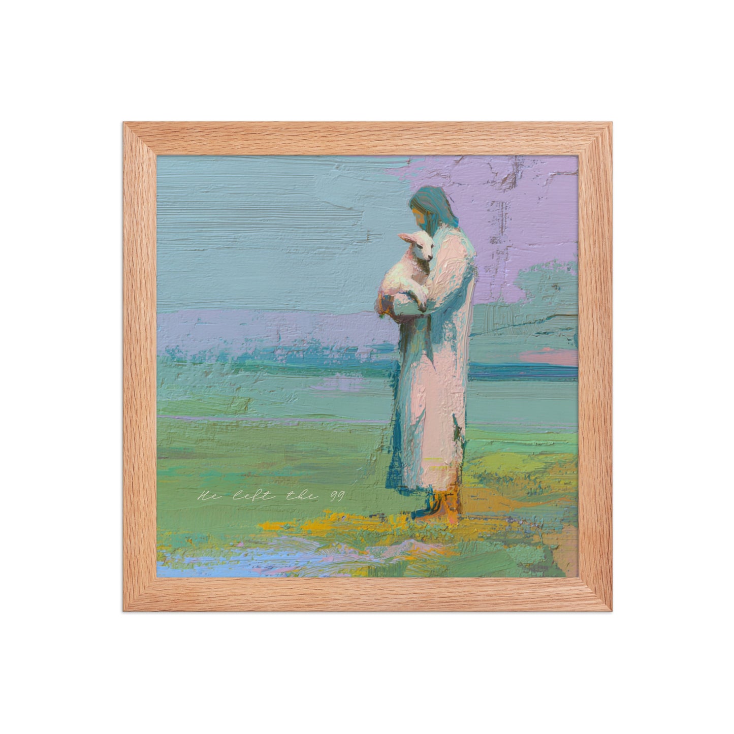 The Good Shepherd Wall Art | "He Left the 99" Scripture Print    Unframed Matte Paper / 8″×10″-Unframed Matte Paper / 10″×10″-Unframed Matte Paper / 11″×14″-Unframed Matte Paper / 12″×12″-Unframed Matte Paper / 12″×16″ 