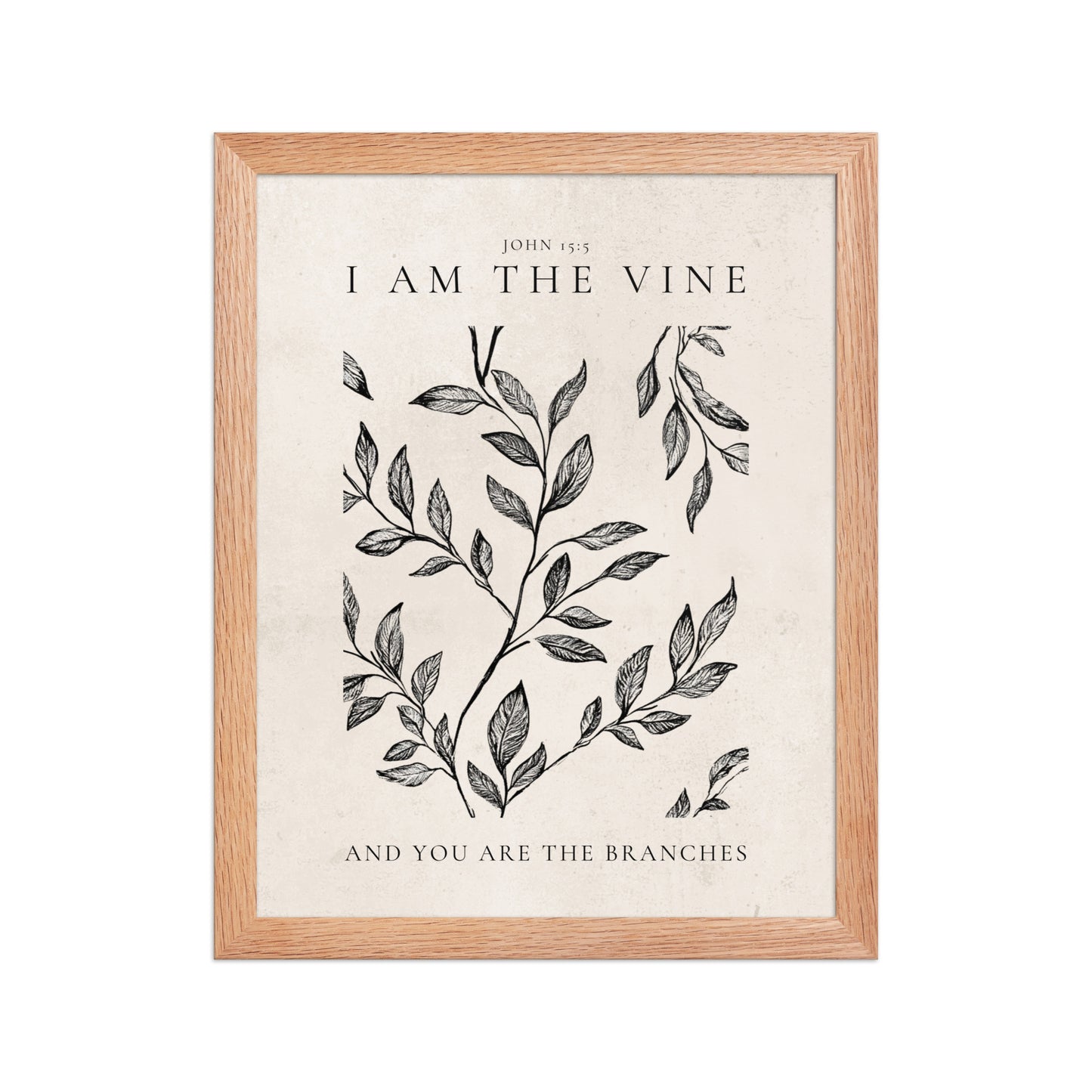 John 15:5 Vintage Floral On Beige Background  