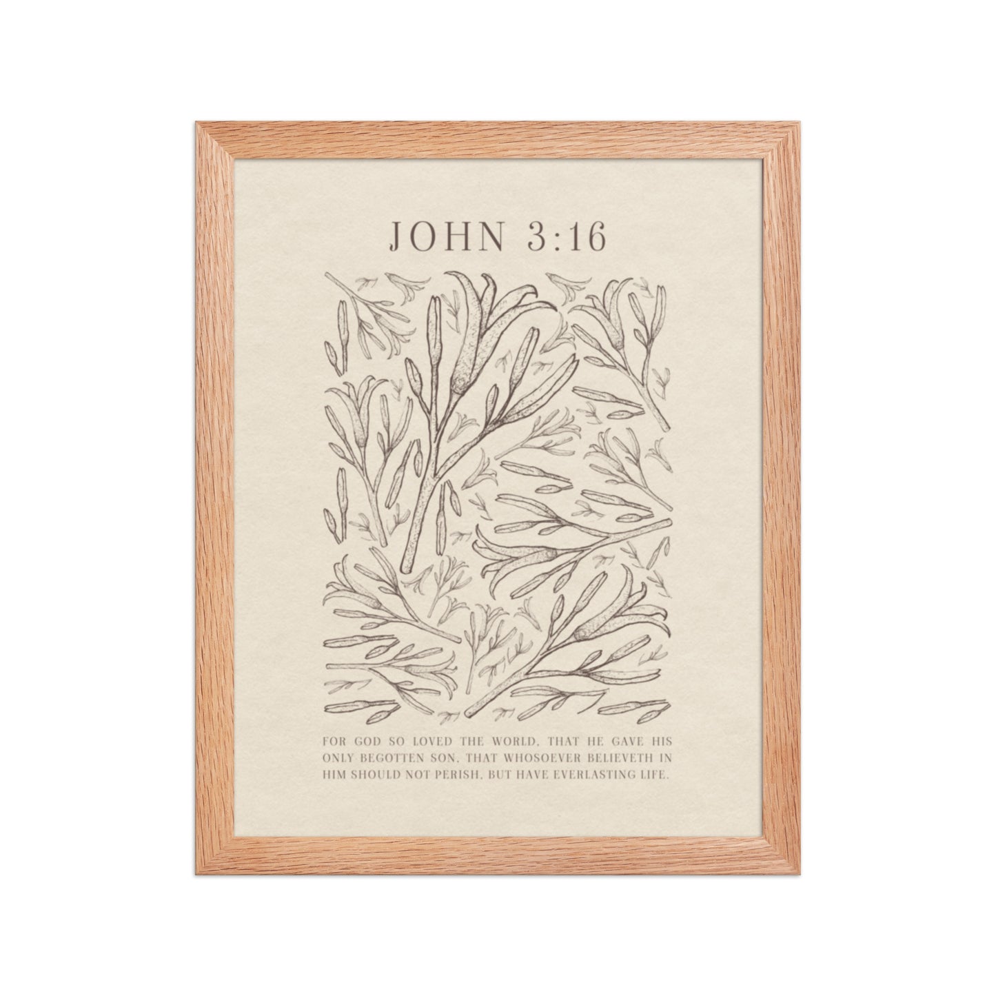 John 3:16 - Black Floral Art On Beige Background    Unframed Matte Paper / 5"x7"-Unframed Matte Paper / 8″×10″-Unframed Matte Paper / 11″×14″-Unframed Matte Paper / 12″×16″-Unframed Matte Paper / 12″×18″-Unframed Matte Paper / 16″×20″-Unframed Matte Paper / A2 (16.5″×23.3″)-Unframed Matte Paper / 18″×24″-Unframed Matte Paper / 24″×36″-Unframed Matte Paper / 20"x30" 