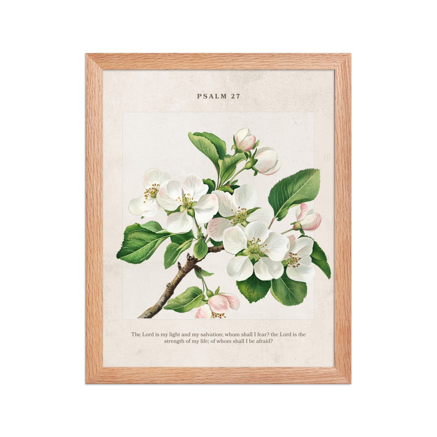 Psalm 27 Quote Vintage Floral On Beige Background  