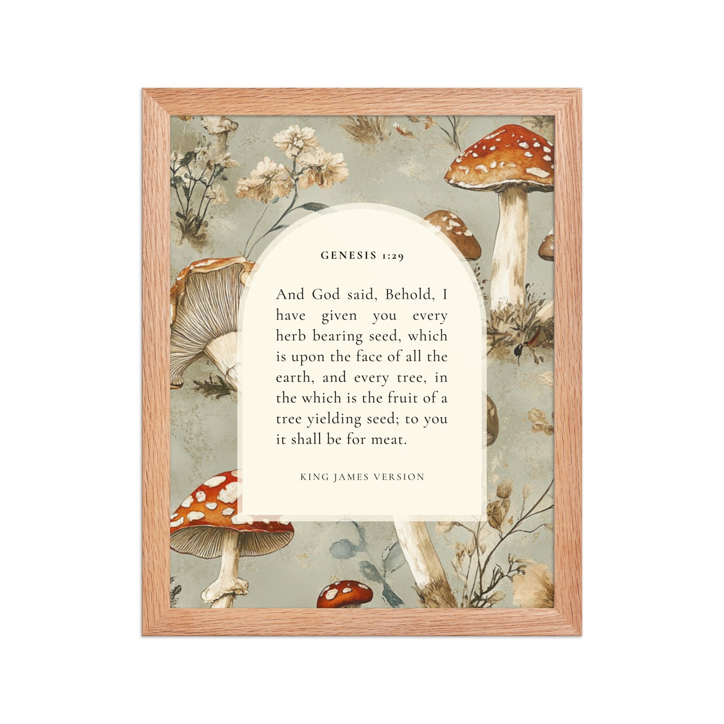 Genesis 1:29 Botanical Mushrooms Background  