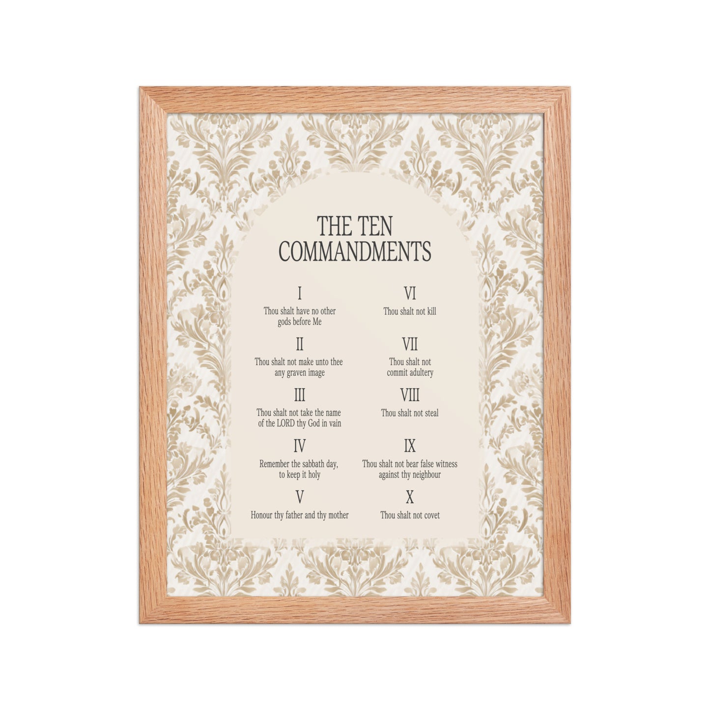 The Ten Commandments: Arch Design Print with Roman Numerals or List