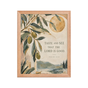 Taste and See Psalm 34:8 — Matte Red Oak Frame / 11″×14″ portrait mockup