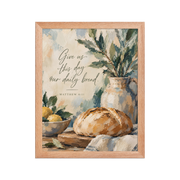 Give Us This Day Our Daily Bread Matthew 6:11 — Matte Red Oak Frame / 11″×14″ portrait mockup