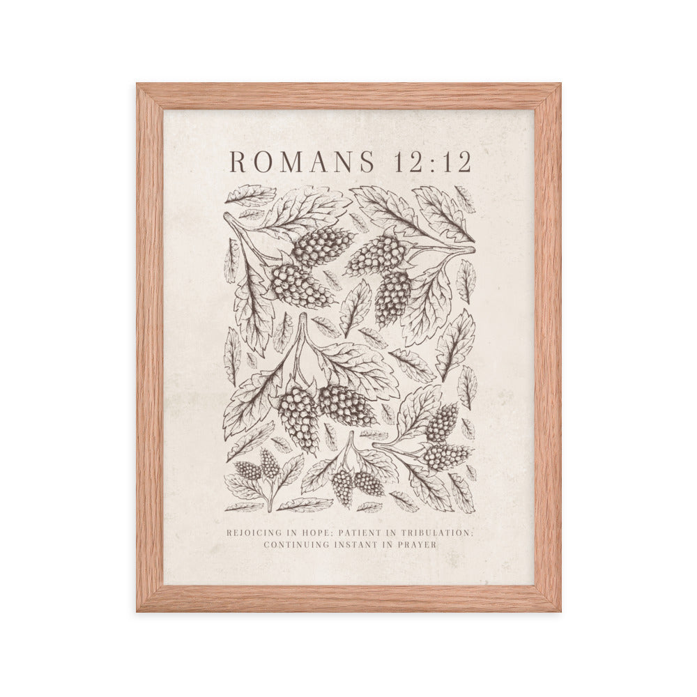 Romans 12:12 Floral On Beige  