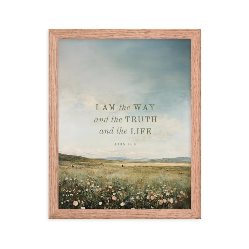 John 14:6 Meadow Scenery With Light Or Dark Text  