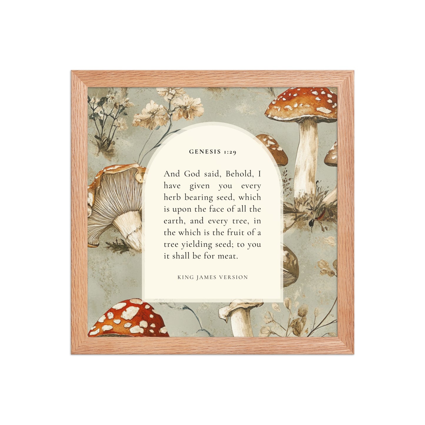 Genesis 1:29 Botanical Mushrooms Background  