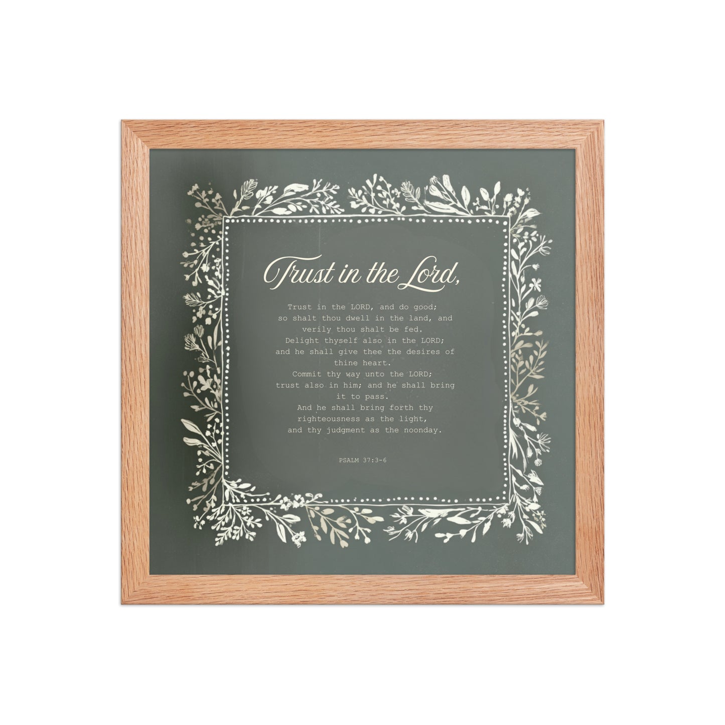 "Commit Your Way" – Psalm 37:3-6 Framed Christian Wall Art    Black / 10″×10″-Black / 12″×12″-Black / 14″×14″-Black / 16″×16″-Black / 18″×18″ 