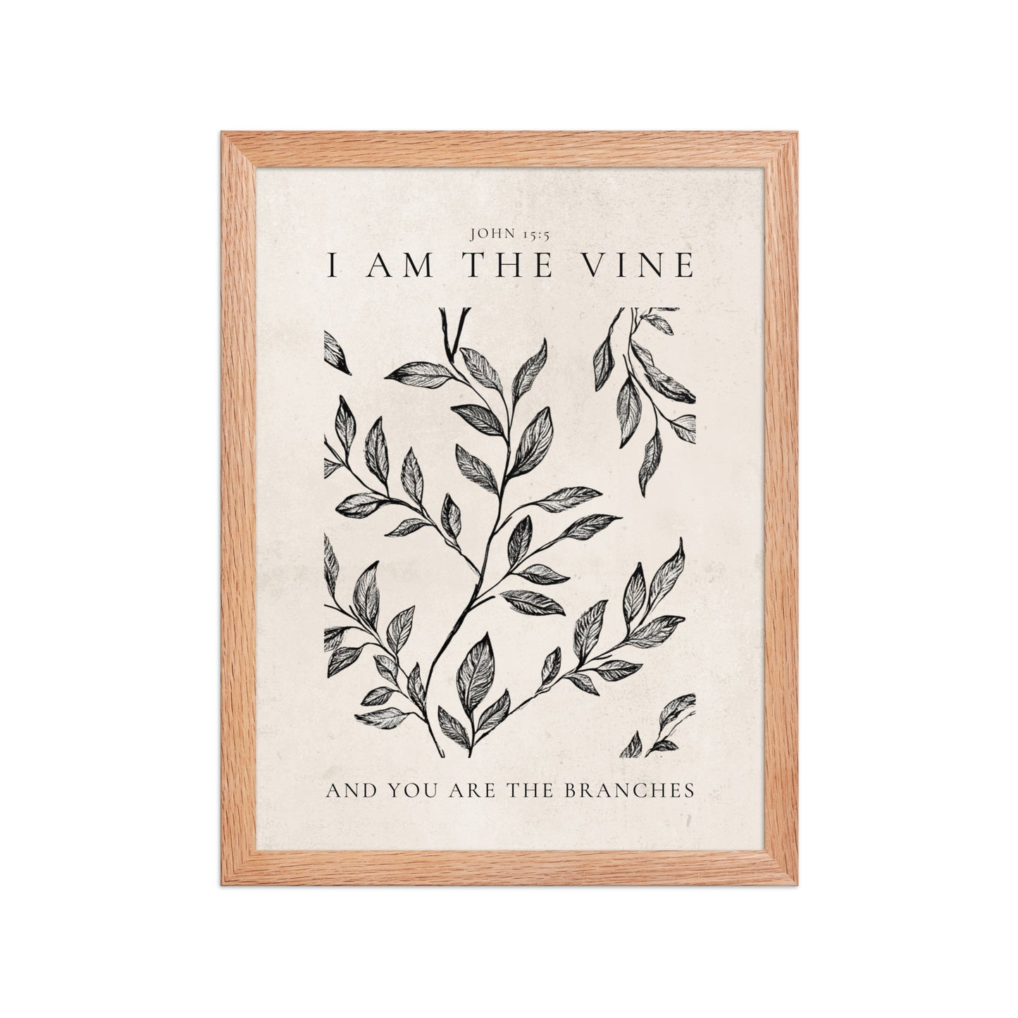 John 15:5 Vintage Floral On Beige Background  