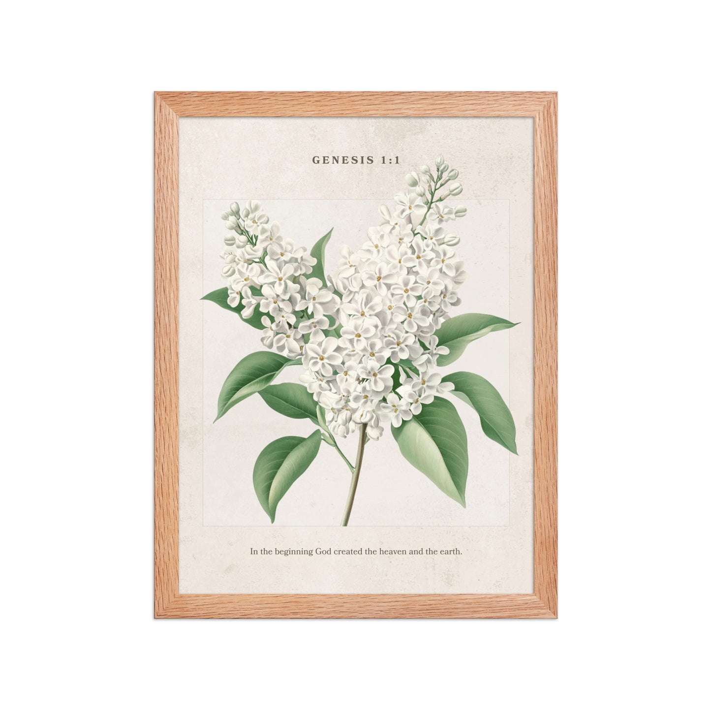 Genesis 1:1 - Vintage Style Floral on Beige Background    Unframed Matte Paper / 8″×10″-Unframed Matte Paper / 11″×14″-Unframed Matte Paper / 12″×16″-Unframed Matte Paper / 16″×20″-Unframed Matte Paper / 18″×24″ 