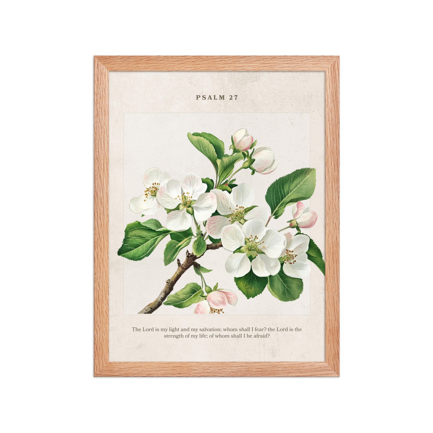 Psalm 27 Quote Vintage Floral On Beige Background  