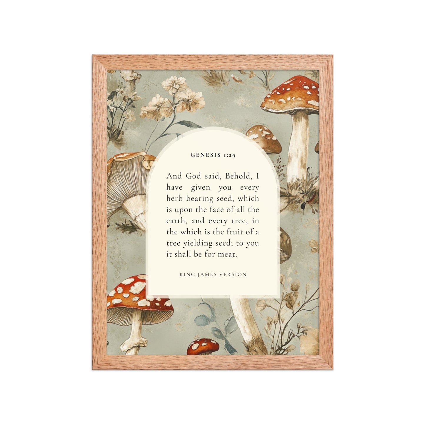 Genesis 1:29 Botanical Mushrooms Background  