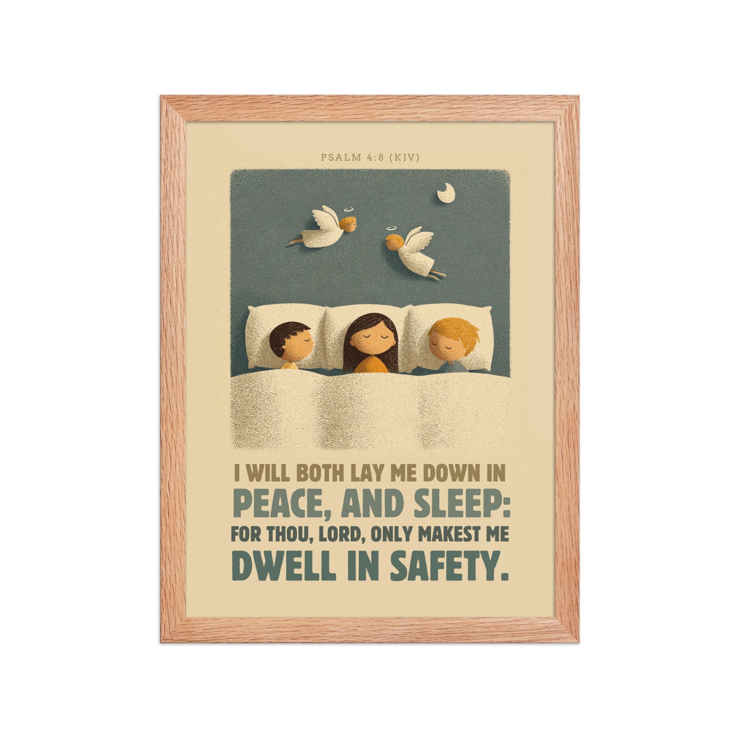Psalm 4:8 Nursery Wall Art    Unframed Matte Paper / 8″×10″-Unframed Matte Paper / 11″×14″-Unframed Matte Paper / 12″×16″-Unframed Matte Paper / 12″×18″-Unframed Matte Paper / 16″×20″ 