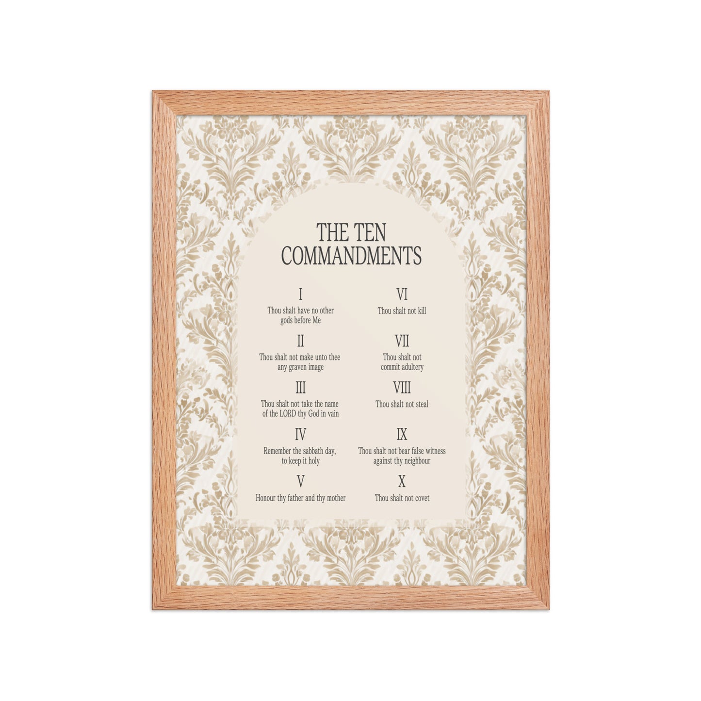 The Ten Commandments: Arch Design Print with Roman Numerals or List