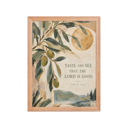 Taste and See Psalm 34:8 — Matte Red Oak Frame / 12″×16″ portrait mockup