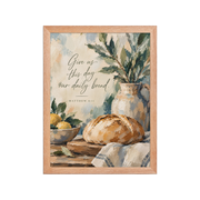 Give Us This Day Our Daily Bread Matthew 6:11 — Matte Red Oak Frame / 12″×16″ portrait mockup