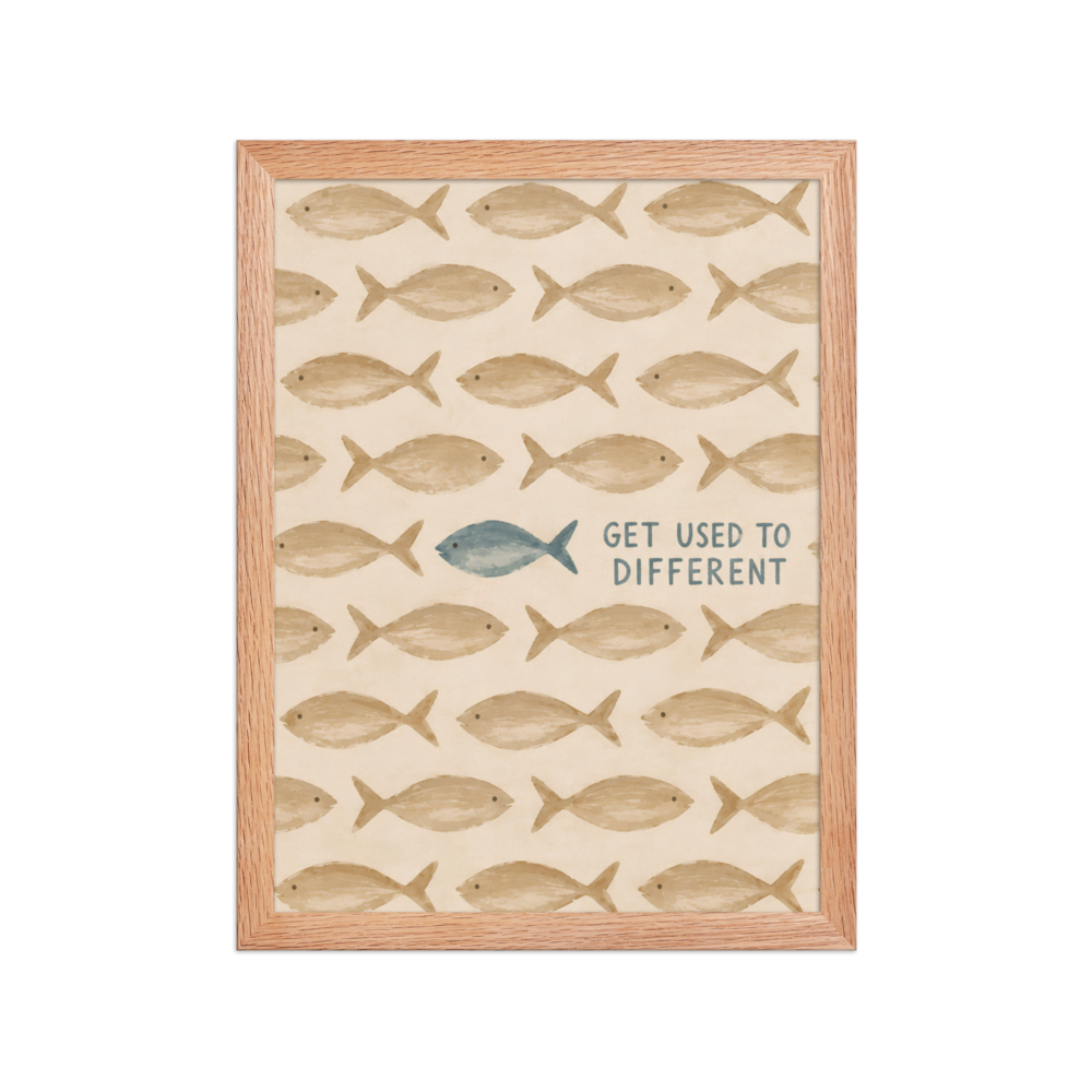 Get Used To Different Christian wall art — Matte Red Oak Frame / 12″×16″ portrait mockup
