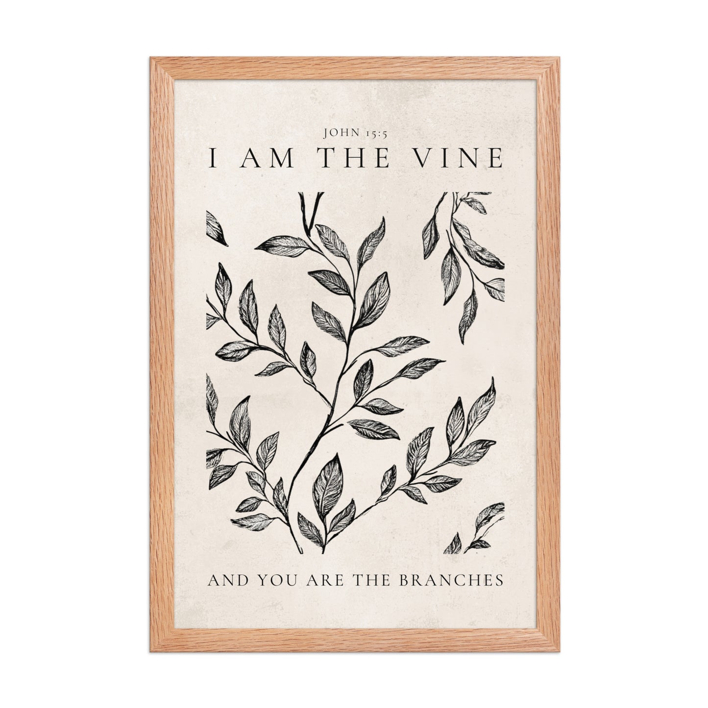 John 15:5 Vintage Floral On Beige Background  
