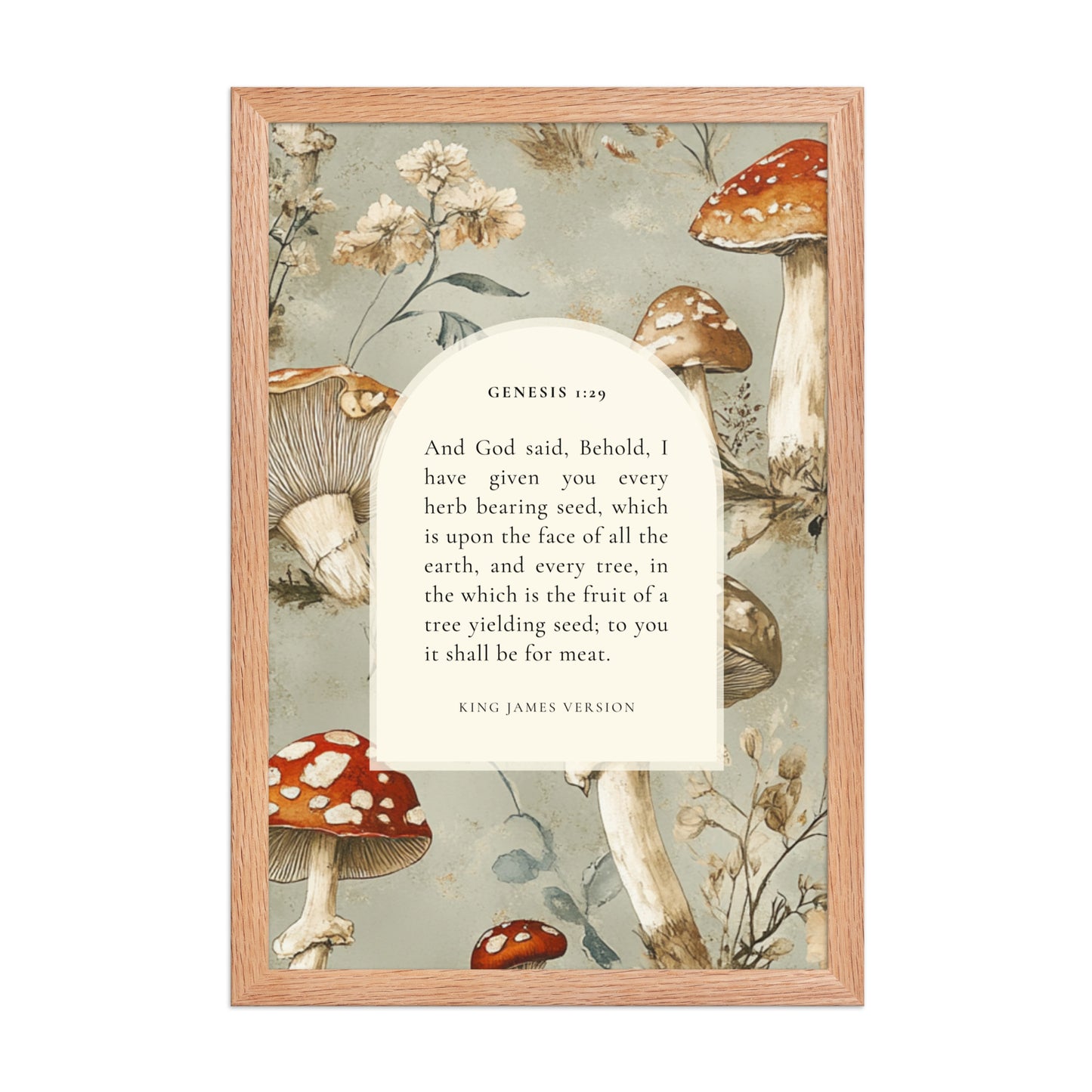 Genesis 1:29 Botanical Mushrooms Background  