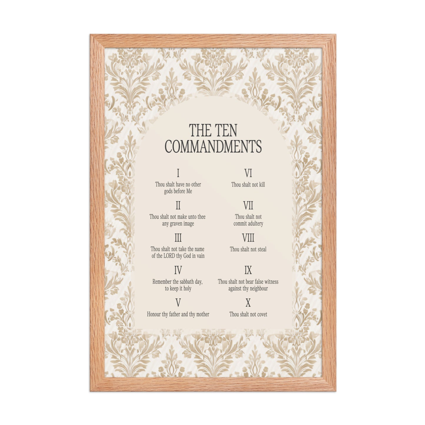 The Ten Commandments: Arch Design Print with Roman Numerals or List
