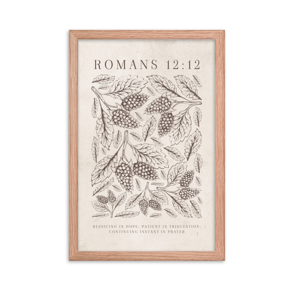 Romans 12:12 Floral On Beige  