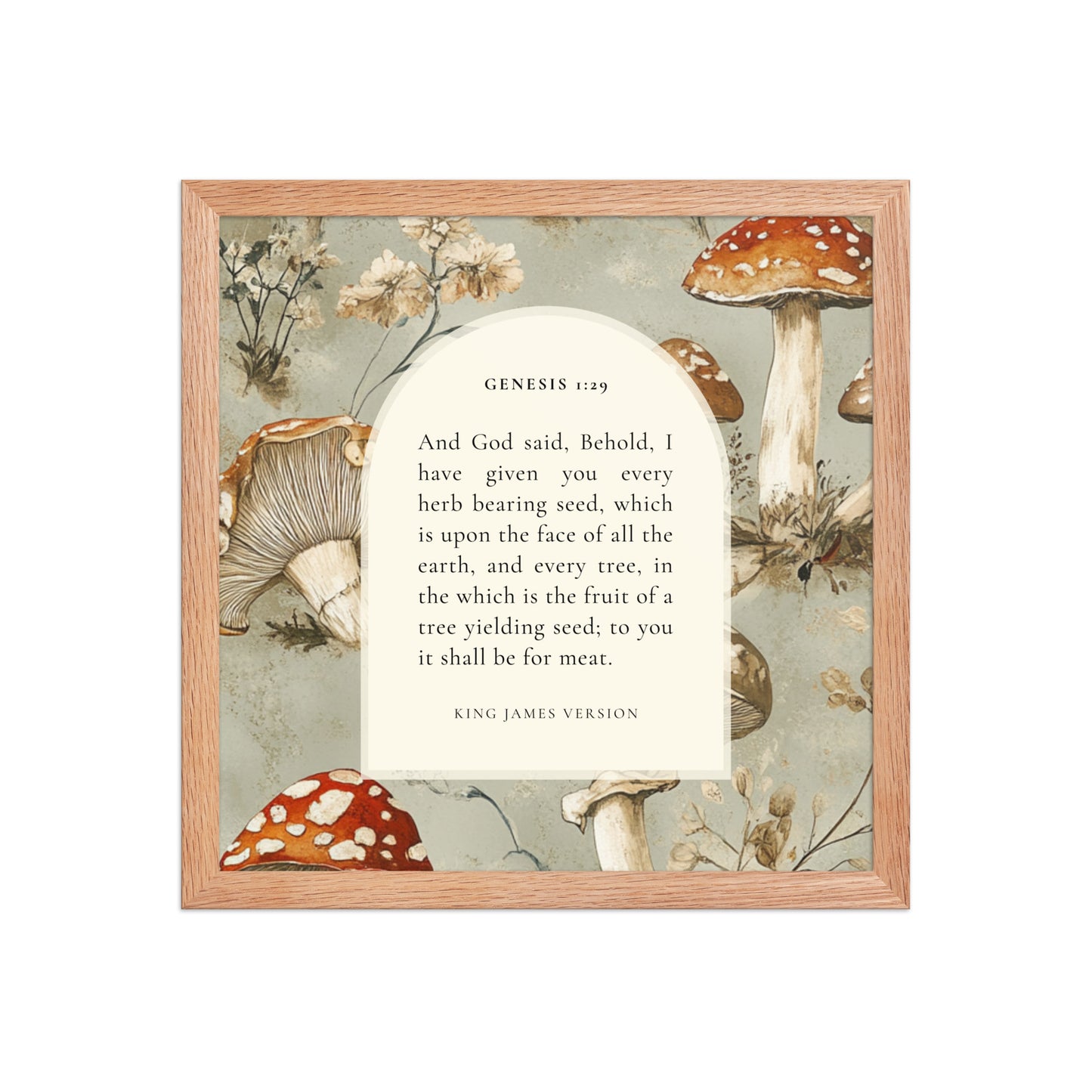 Genesis 1:29 Botanical Mushrooms Background  