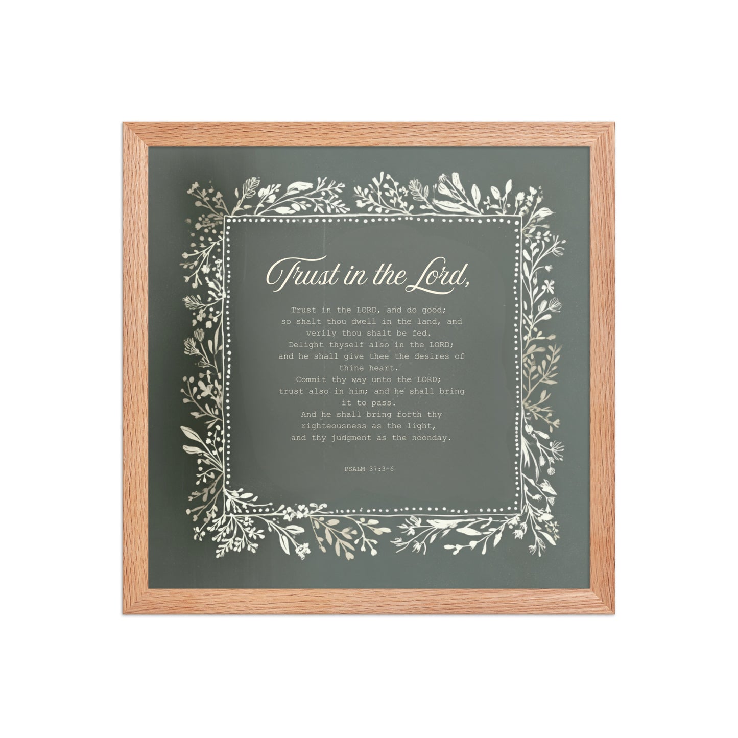 "Commit Your Way" – Psalm 37:3-6 Framed Christian Wall Art    Black / 10″×10″-Black / 12″×12″-Black / 14″×14″-Black / 16″×16″-Black / 18″×18″ 