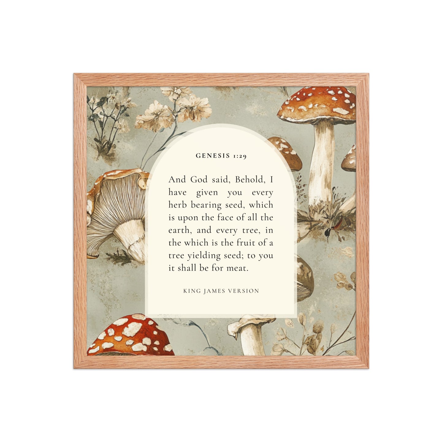 Genesis 1:29 Botanical Mushrooms Background  