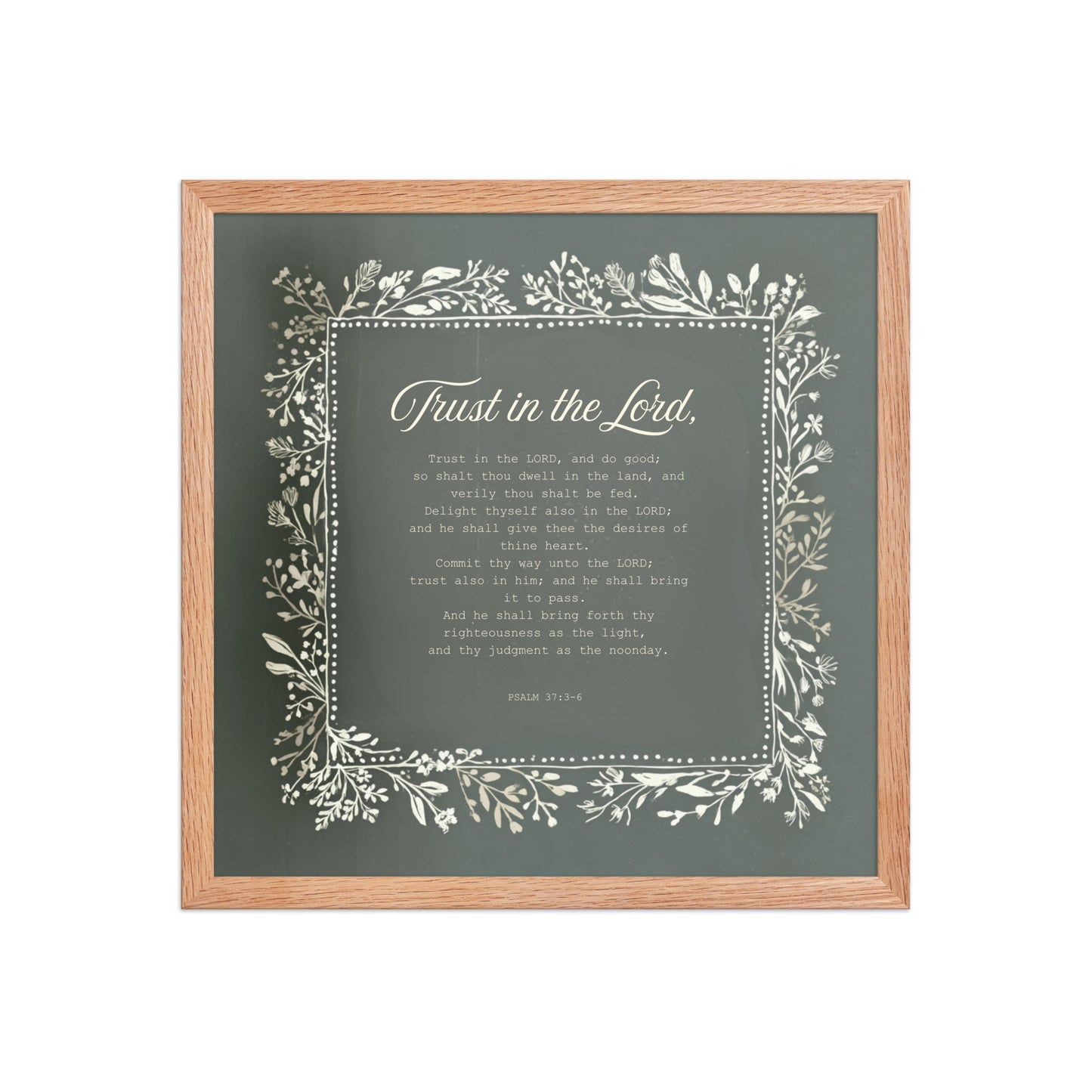 "Commit Your Way" – Psalm 37:3-6 Framed Christian Wall Art    Black / 10″×10″-Black / 12″×12″-Black / 14″×14″-Black / 16″×16″-Black / 18″×18″ 