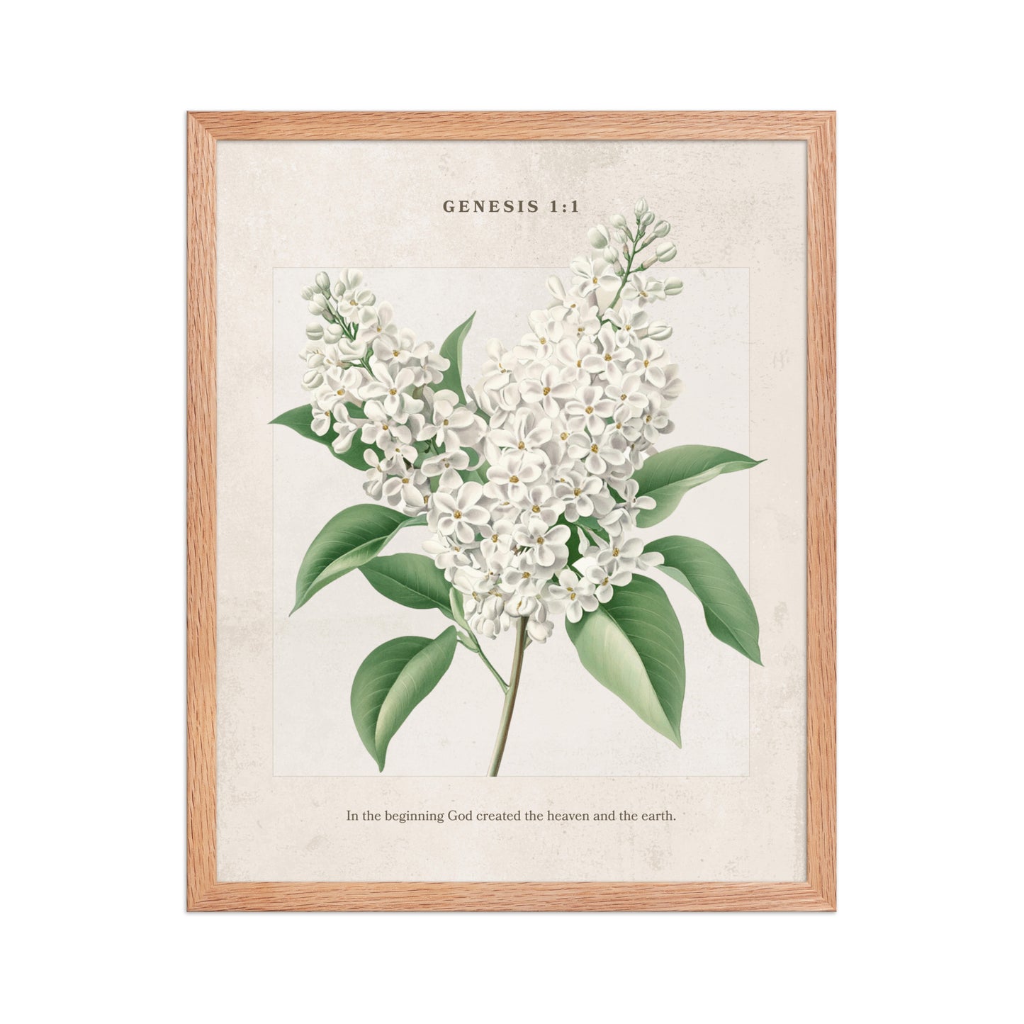 Genesis 1:1 - Vintage Style Floral on Beige Background    Unframed Matte Paper / 8″×10″-Unframed Matte Paper / 11″×14″-Unframed Matte Paper / 12″×16″-Unframed Matte Paper / 16″×20″-Unframed Matte Paper / 18″×24″ 