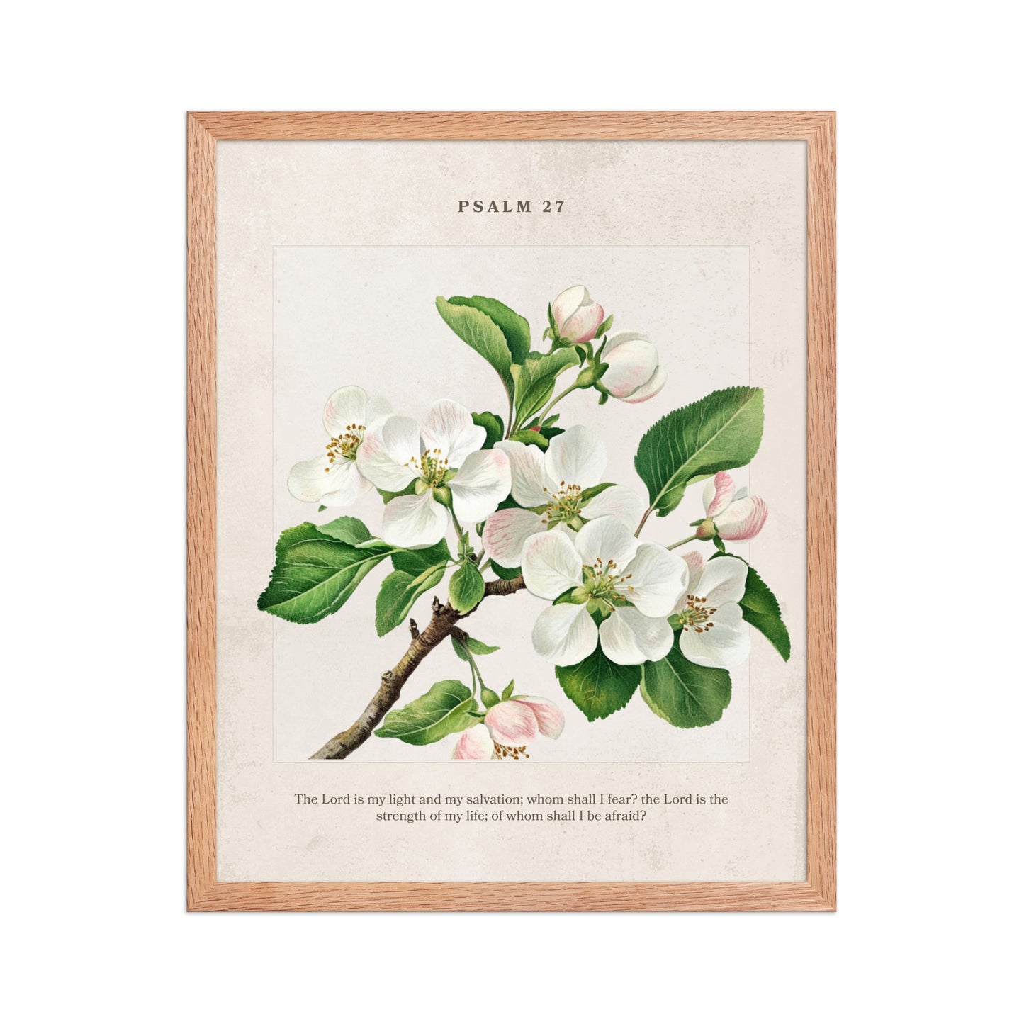 Psalm 27 Quote Vintage Floral On Beige Background  