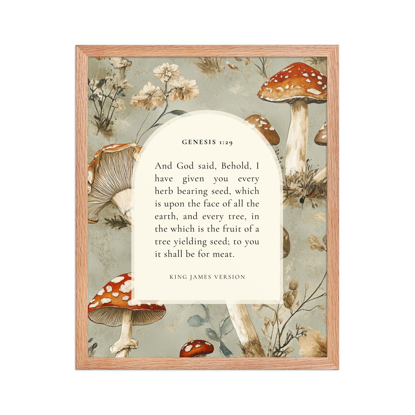 Genesis 1:29 Botanical Mushrooms Background  
