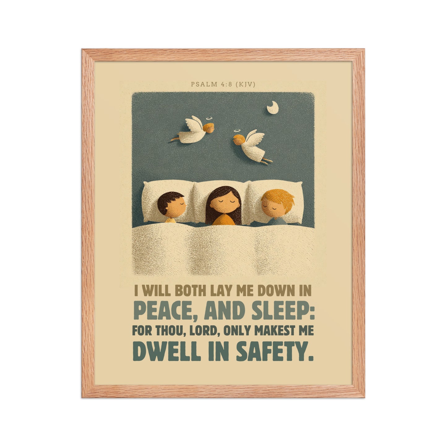 Psalm 4:8 Nursery Wall Art    Unframed Matte Paper / 8″×10″-Unframed Matte Paper / 11″×14″-Unframed Matte Paper / 12″×16″-Unframed Matte Paper / 12″×18″-Unframed Matte Paper / 16″×20″ 
