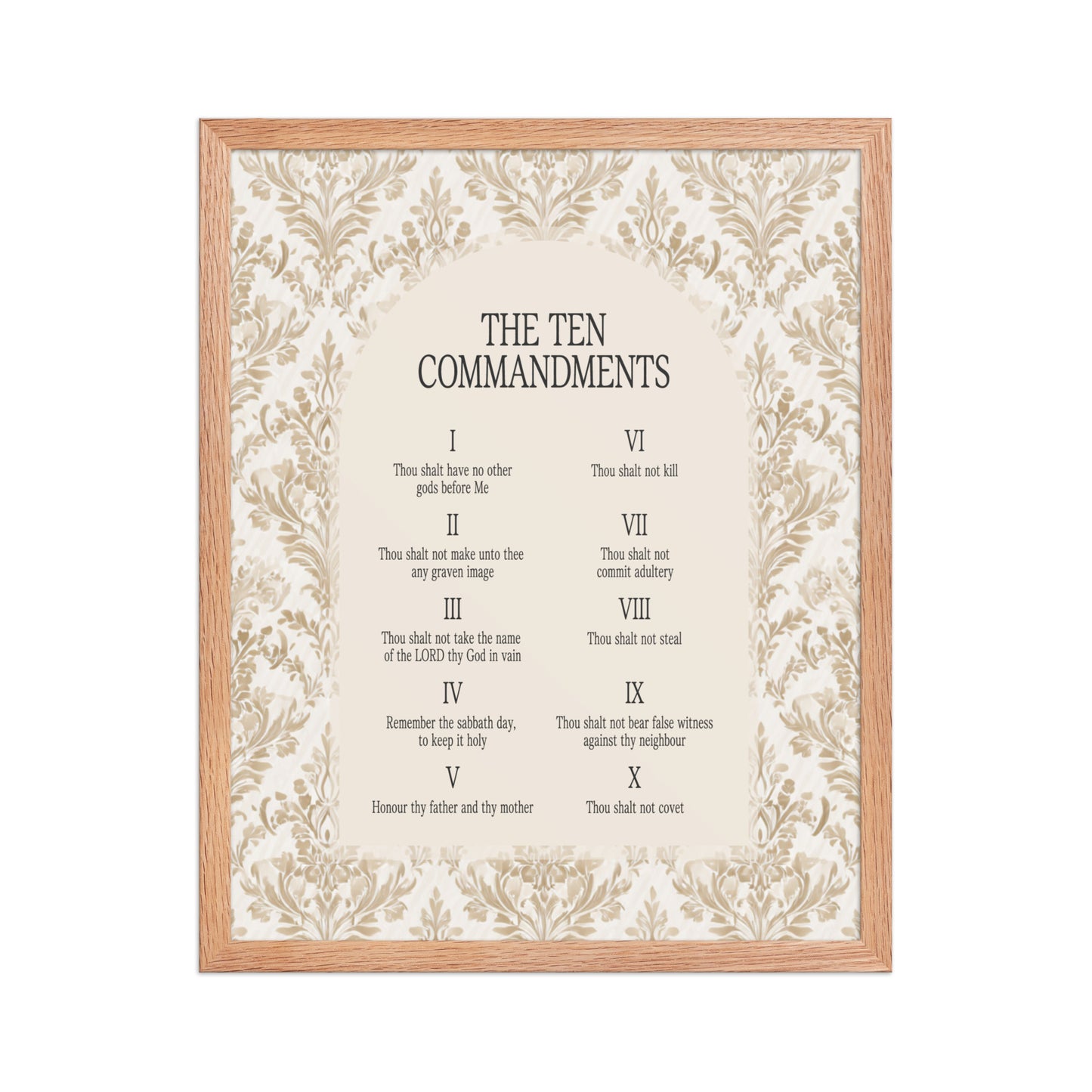 The Ten Commandments: Arch Design Print with Roman Numerals or List