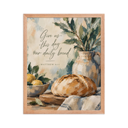 Give Us This Day Our Daily Bread Matthew 6:11 — Matte Red Oak Frame / 16″×20″ portrait mockup