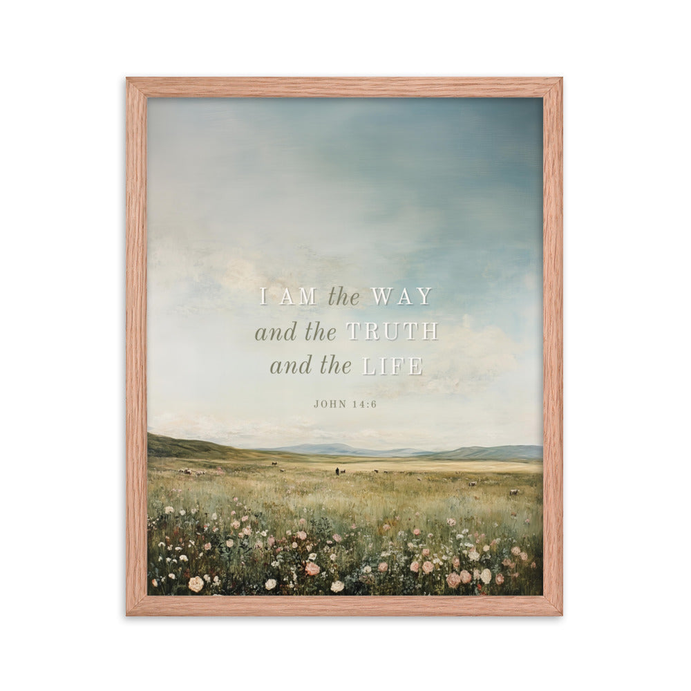 John 14:6 Meadow Scenery With Light Or Dark Text  