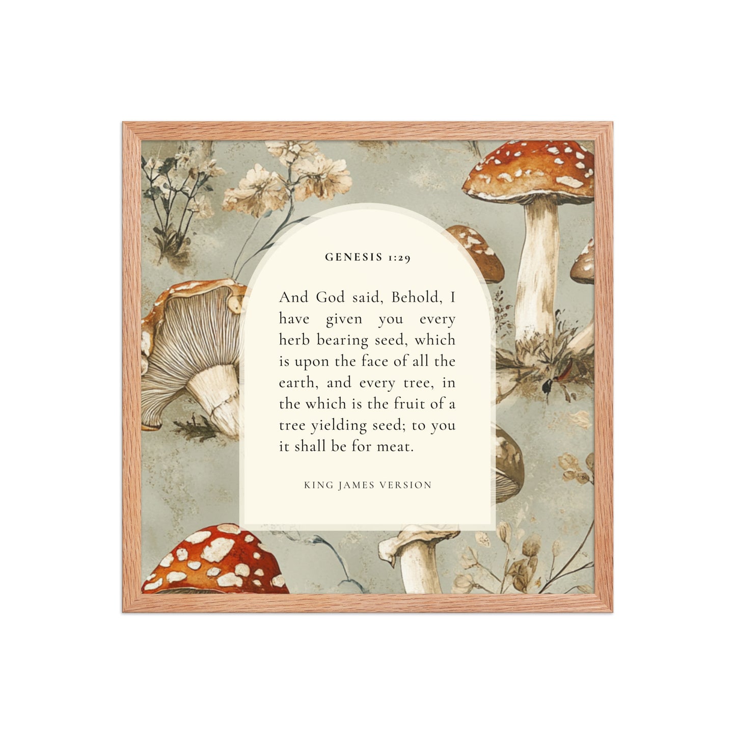 Genesis 1:29 Botanical Mushrooms Background  