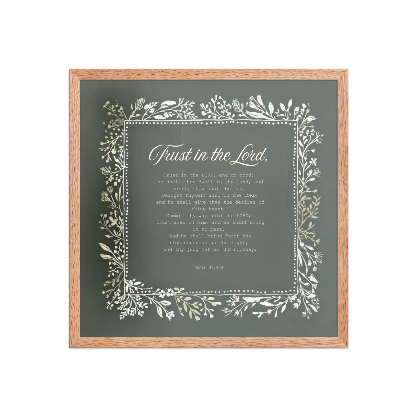 "Commit Your Way" – Psalm 37:3-6 Framed Christian Wall Art    Black / 10″×10″-Black / 12″×12″-Black / 14″×14″-Black / 16″×16″-Black / 18″×18″ 