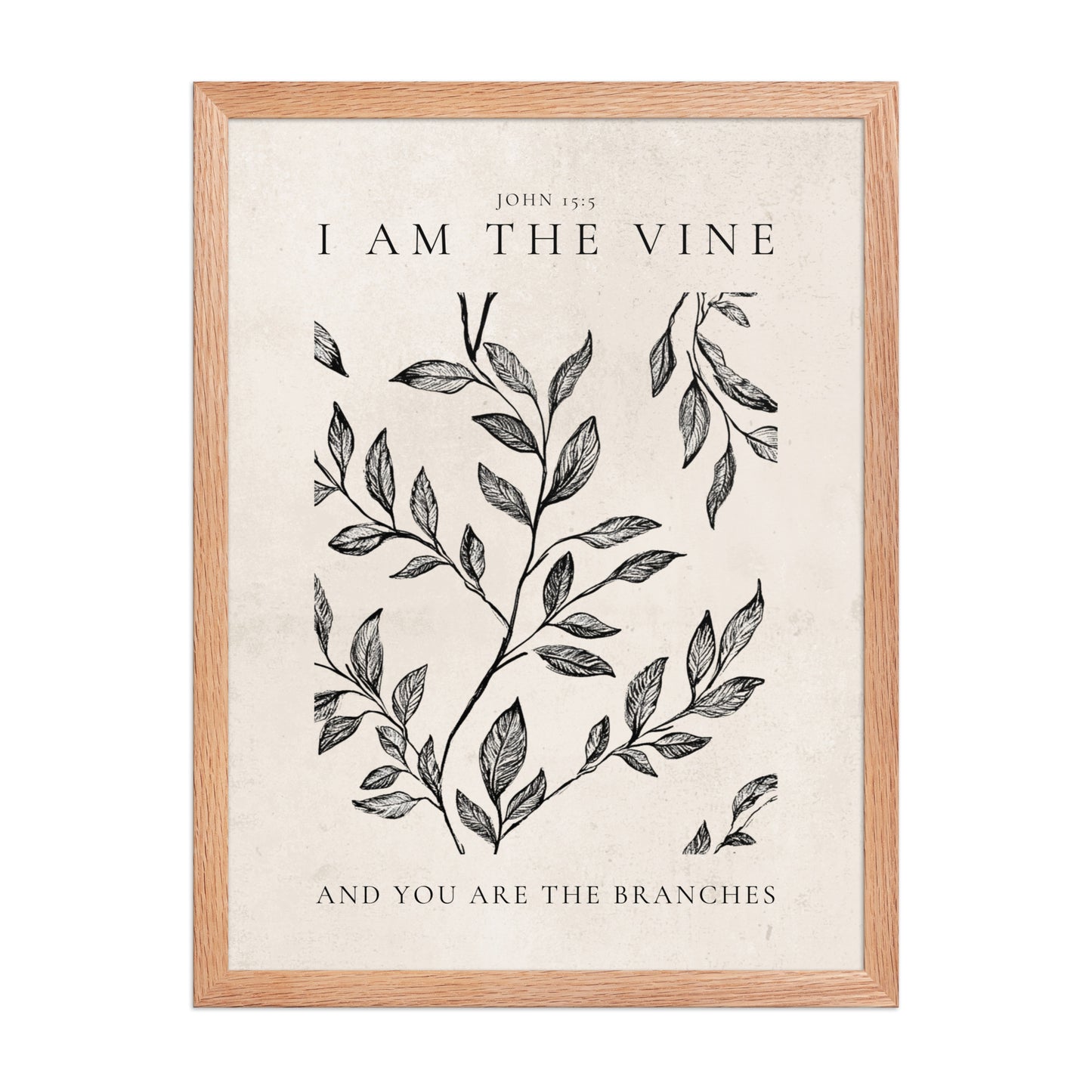 John 15:5 Vintage Floral On Beige Background