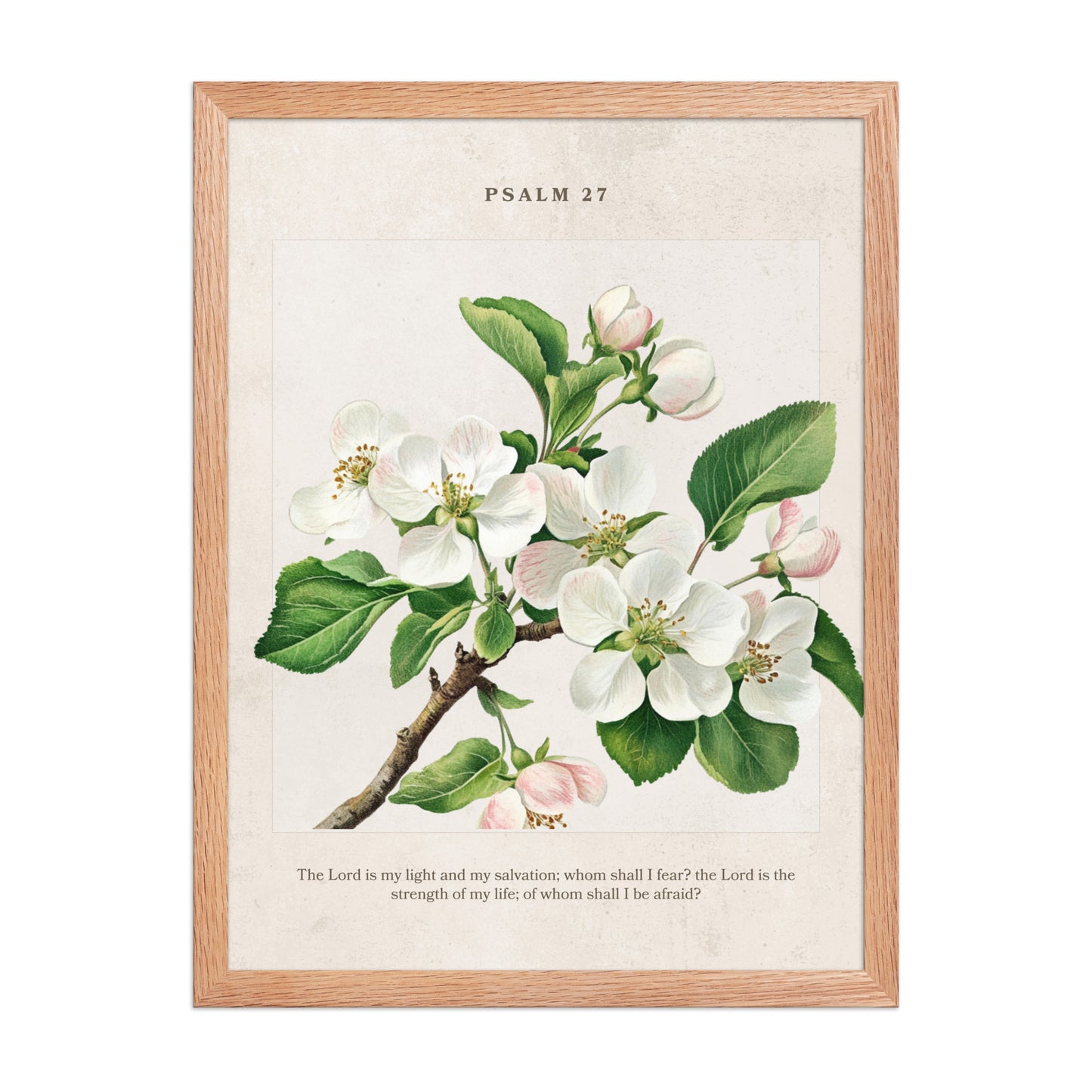 Psalm 27 Quote Vintage Floral On Beige Background  
