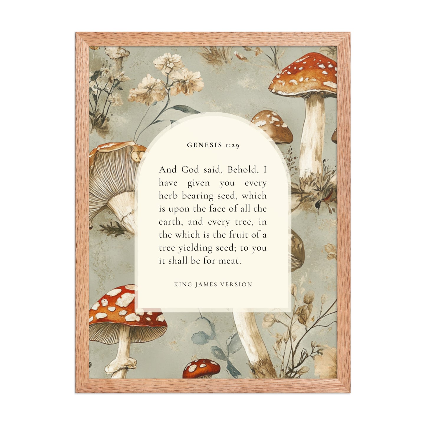 Genesis 1:29 Botanical Mushrooms Background  