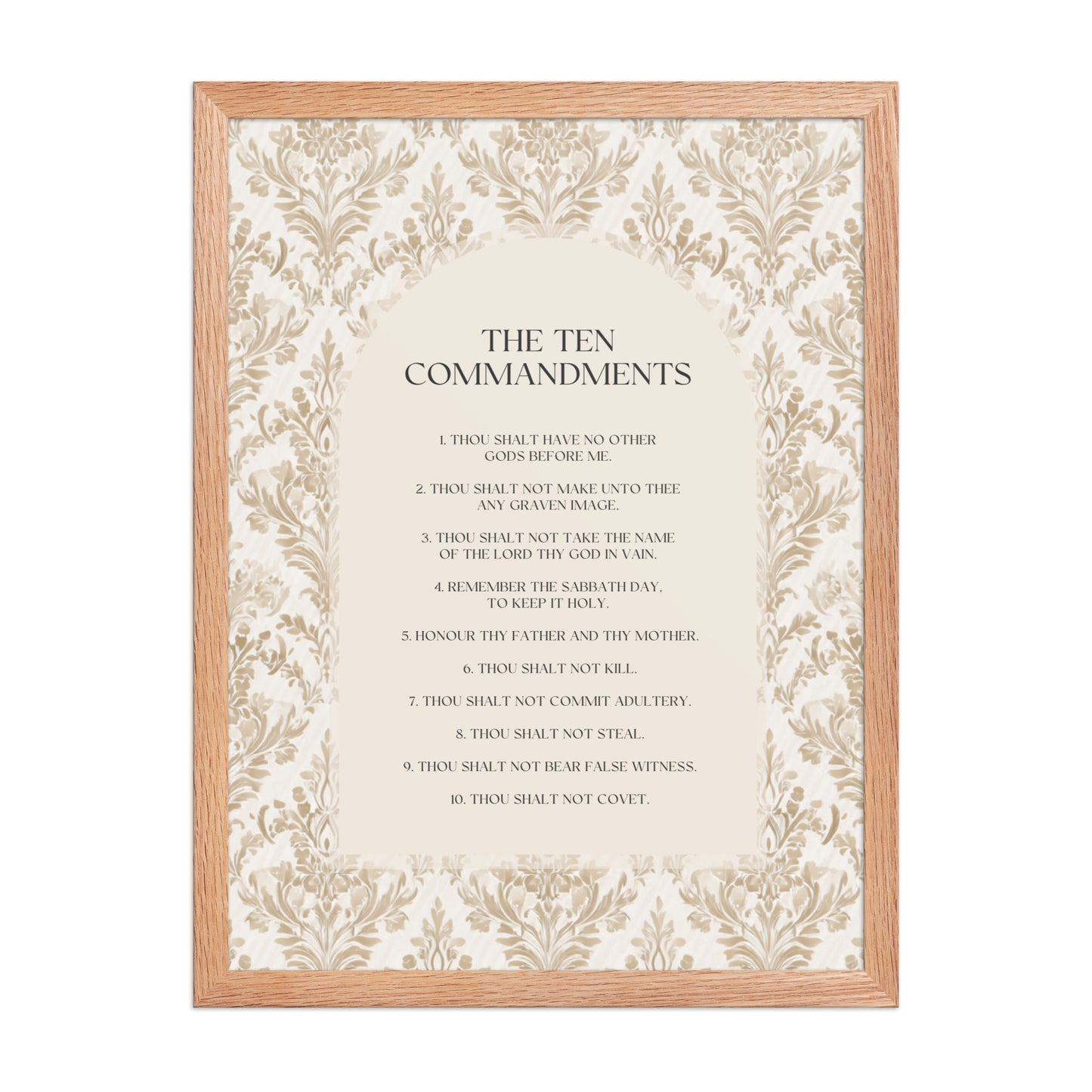 The Ten Commandments: Arch Design Print with Roman Numerals or List    Unframed Matte Paper / 8″×10″ / List-Unframed Matte Paper / 8″×10″ / Roman Numerals-Unframed Matte Paper / 11″×14″ / List-Unframed Matte Paper / 11″×14″ / Roman Numerals-Unframed Matte Paper / 12″×16″ / List 