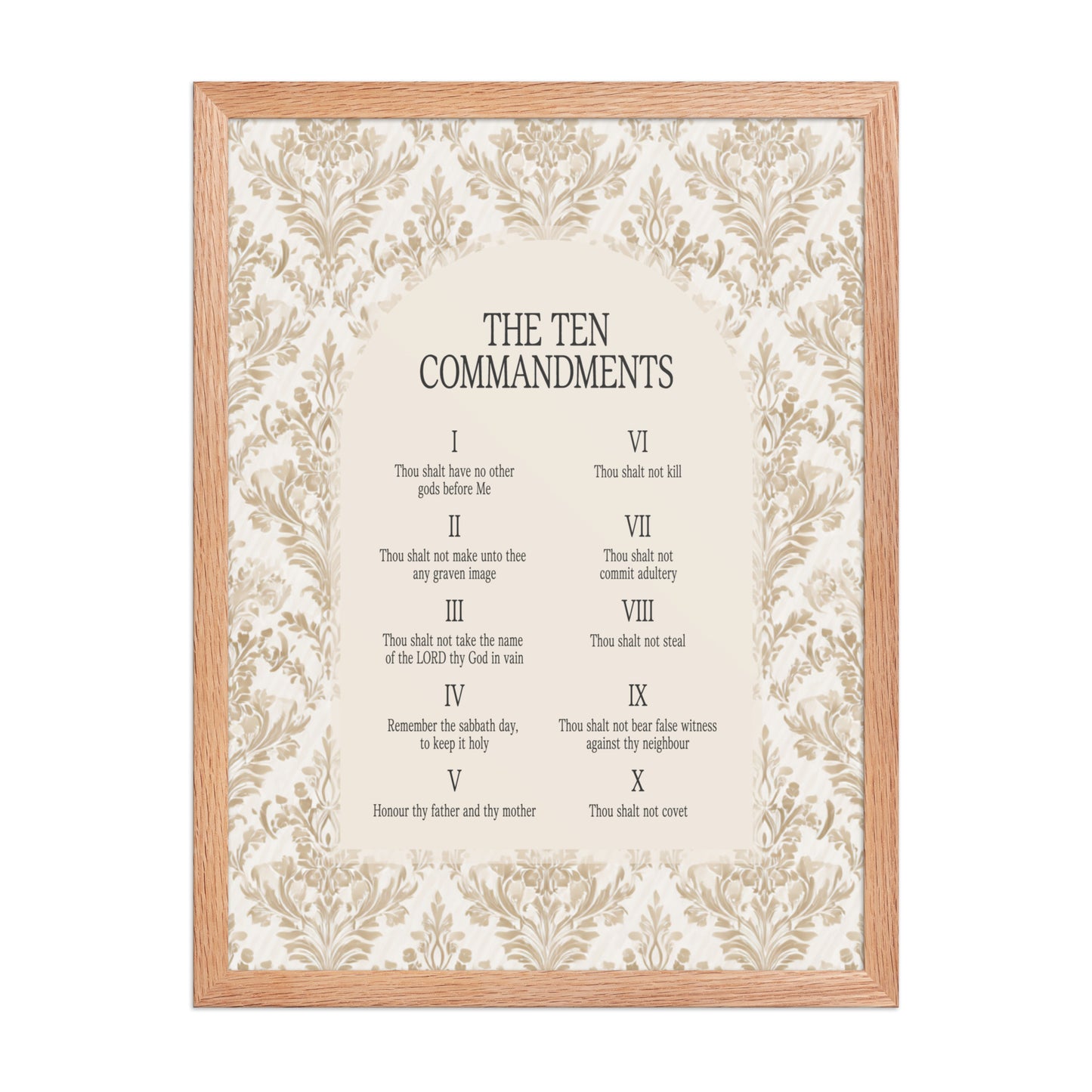 The Ten Commandments: Arch Design Print with Roman Numerals or List
