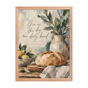 Give Us This Day Our Daily Bread Matthew 6:11 — Matte Red Oak Frame / 18″×24″ portrait mockup