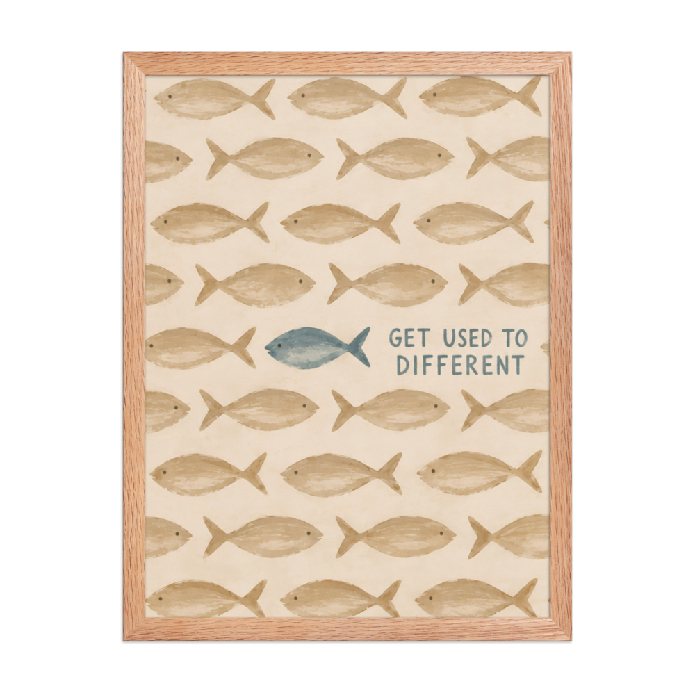 Get Used To Different Christian wall art — Matte Red Oak Frame / 18″×24″ portrait mockup