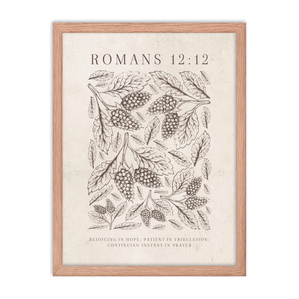 Romans 12:12 Floral On Beige  