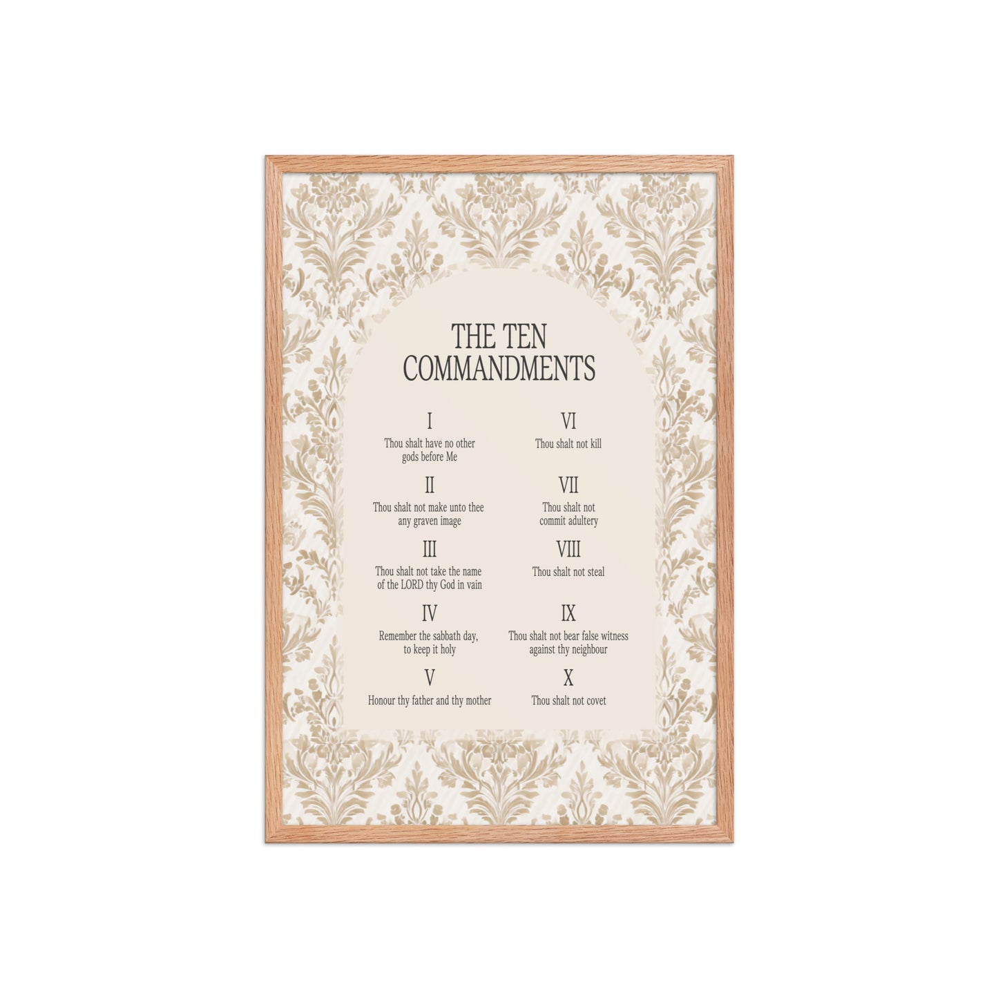 The Ten Commandments: Arch Design Print with Roman Numerals or List