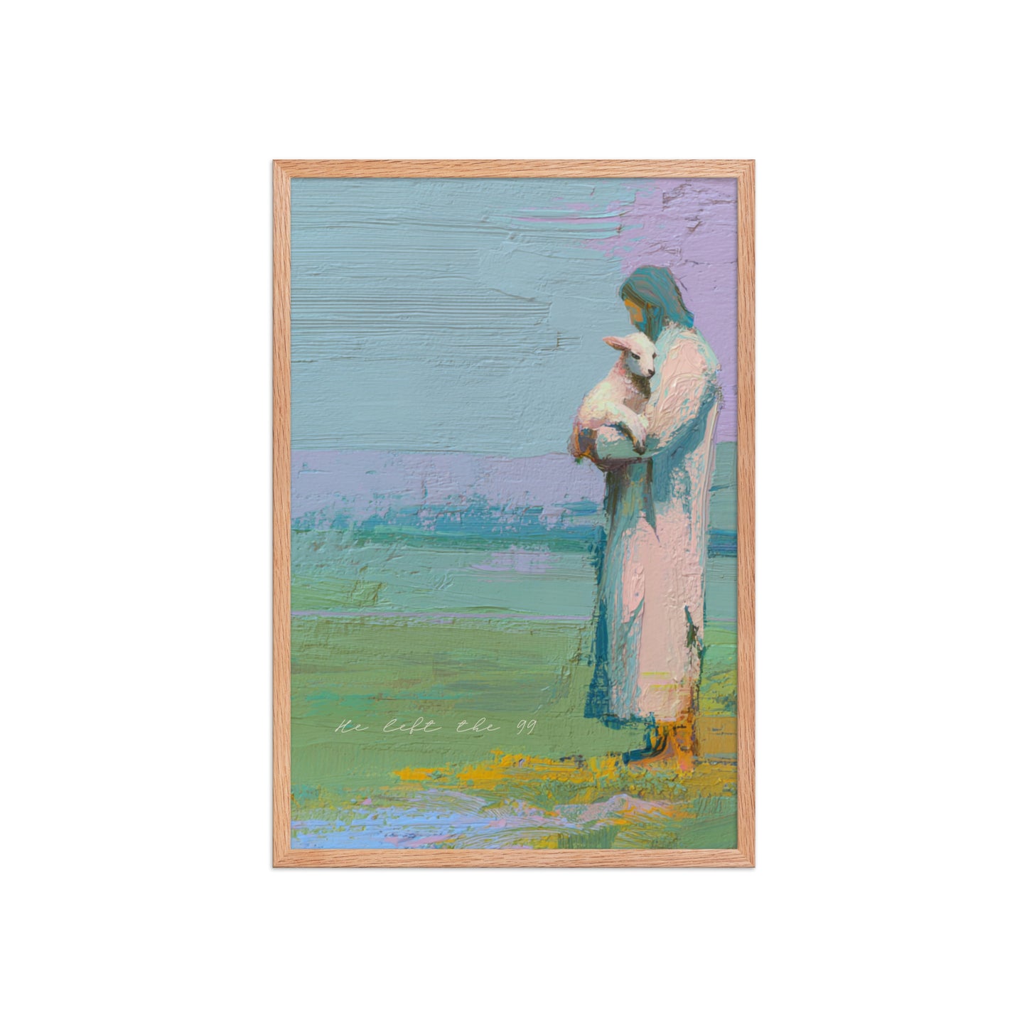 The Good Shepherd Wall Art | "He Left the 99" Scripture Print    Unframed Matte Paper / 8″×10″-Unframed Matte Paper / 10″×10″-Unframed Matte Paper / 11″×14″-Unframed Matte Paper / 12″×12″-Unframed Matte Paper / 12″×16″ 