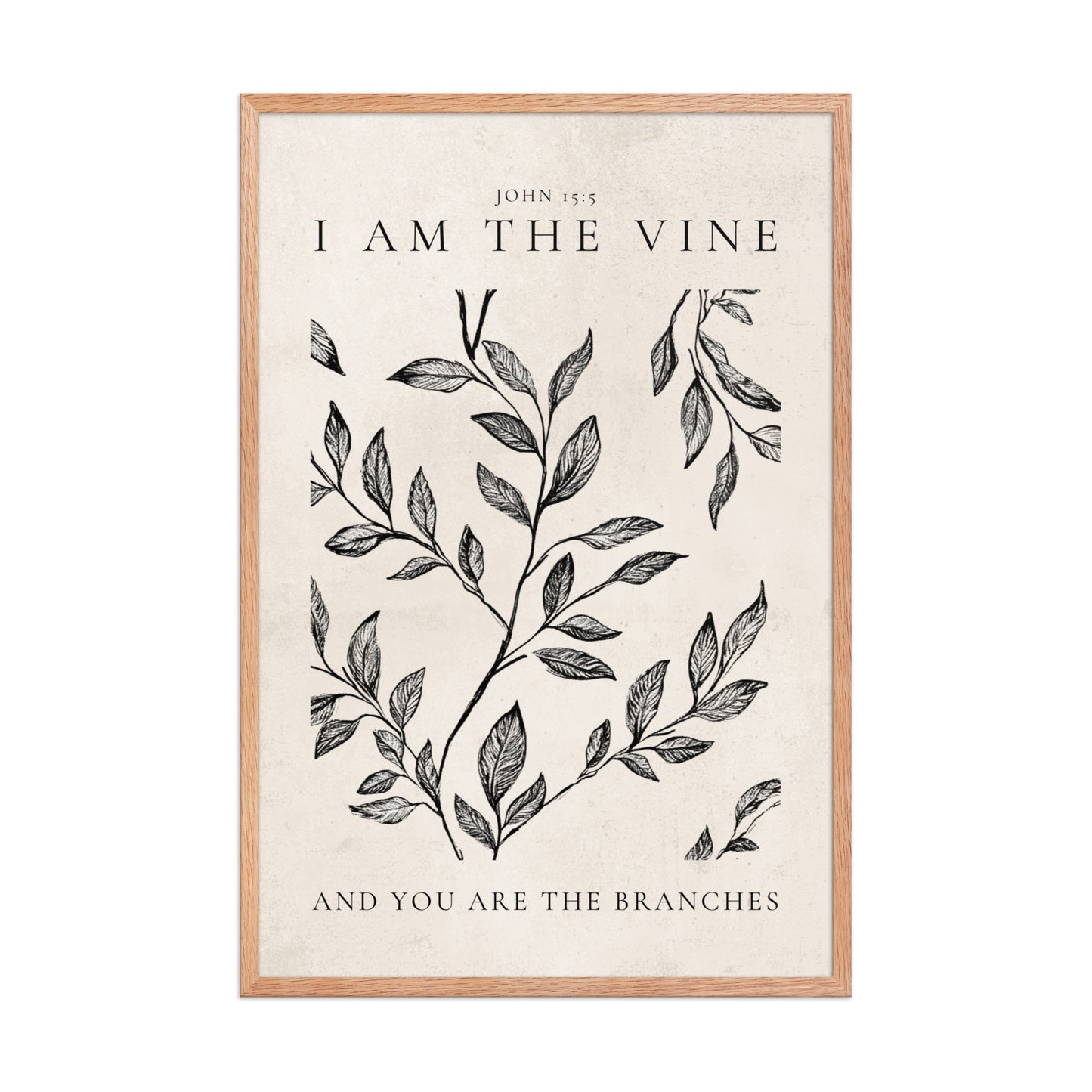 John 15:5 Vintage Floral On Beige Background